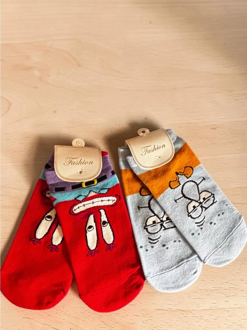 SpongeBob Friends Cartoon Crew Socks - Red & Light Blue- 2 pairs